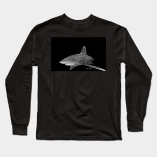 An Oceanic White Tip Shark and Pilot Fish in Black and White Long Sleeve T-Shirt